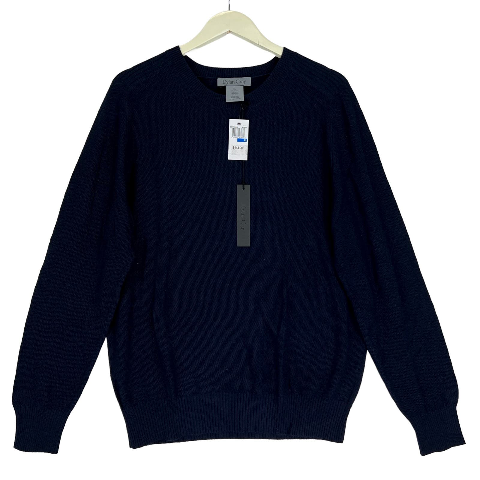 Dylan Gray Men Navy Crewneck US XL Wool Sweatshirt Long Sleeves