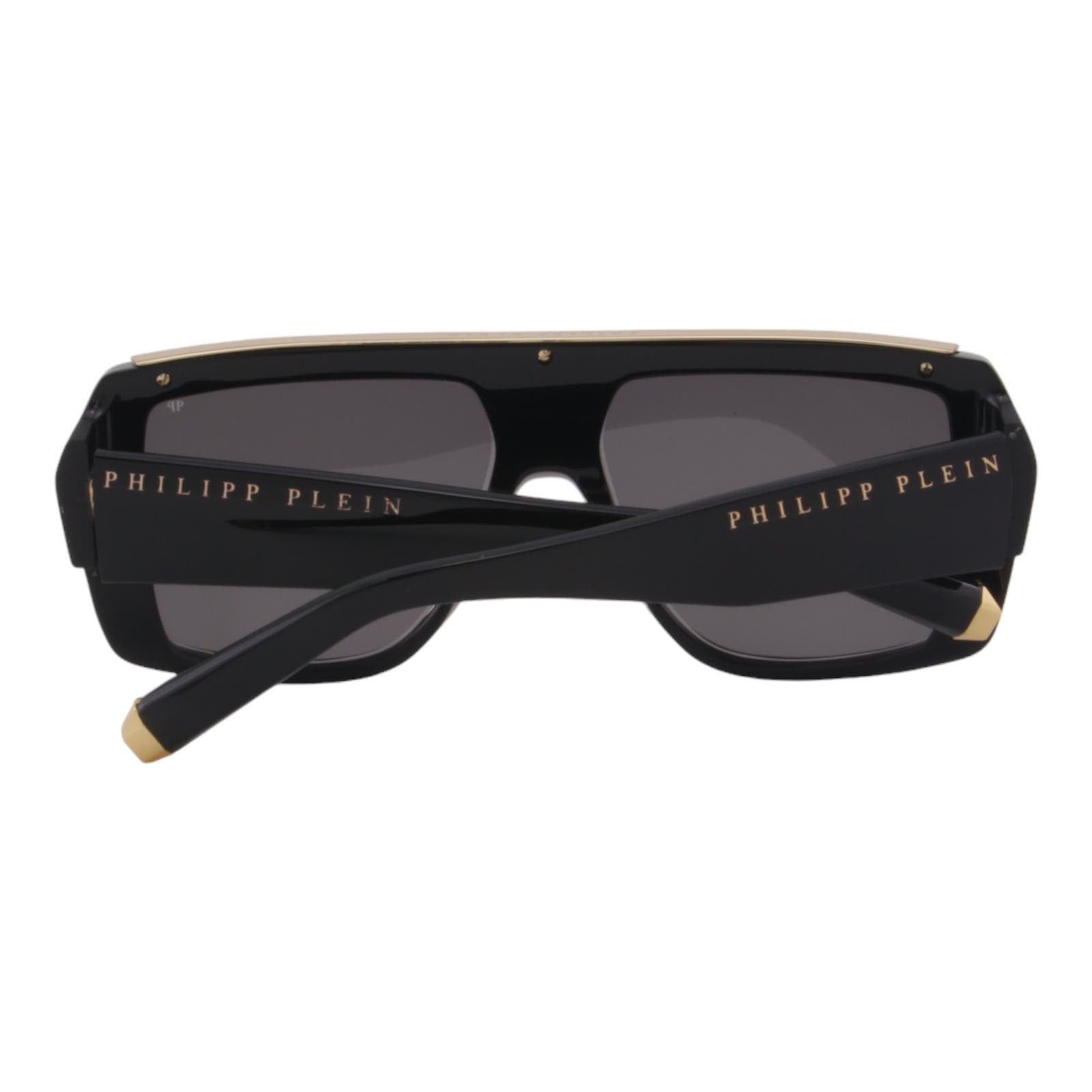 Men Designer Sunglasses SPP074-0700 Stylish Black Square Frame Gray Lens