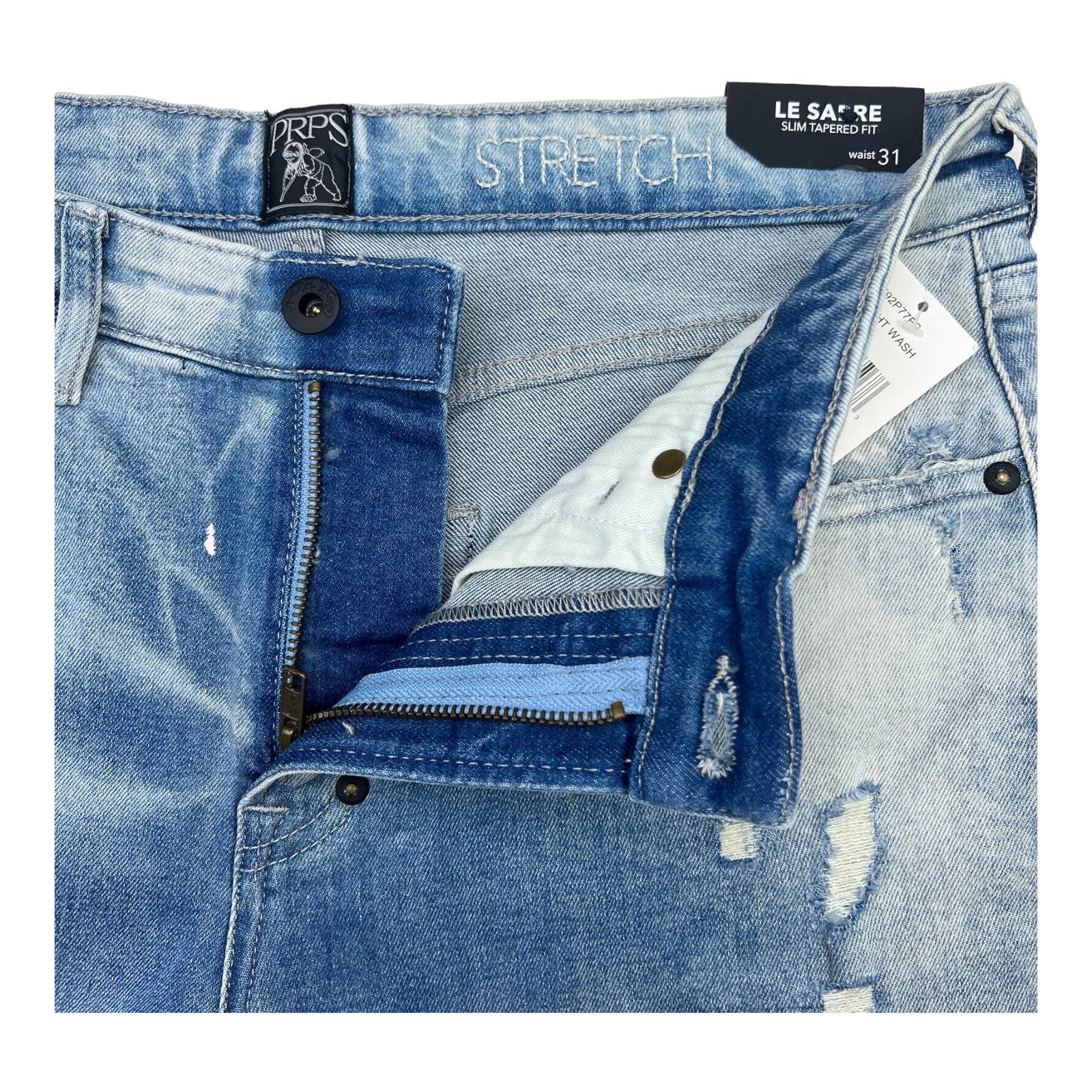 PRPS Le Sabre Men Light Wash Jeans US 31 Ripped Bleached Slim Fit