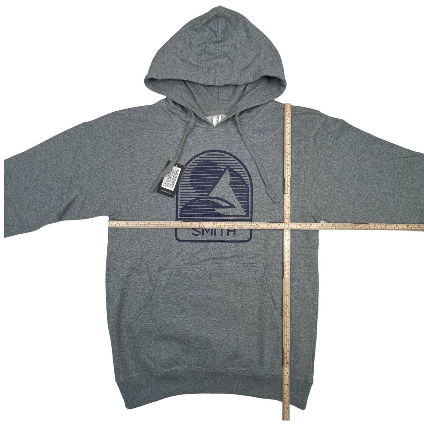 Smith Men Grey Hoodie US S Casual Sport Printed Long Sleeve