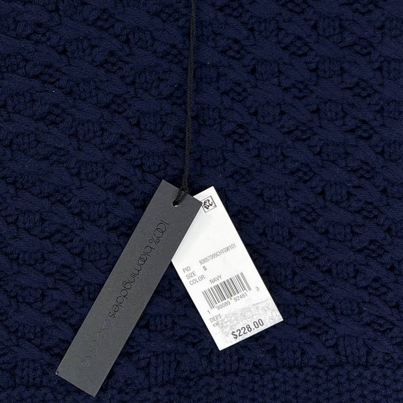 Dylan Gray Men Navy Merino Wool US S Sweater Cabled Yoke