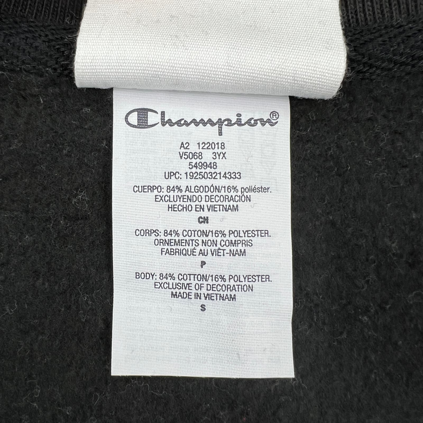 Champion Men Black Full Zip Track Jacket US S Reverse Weave Colorblock