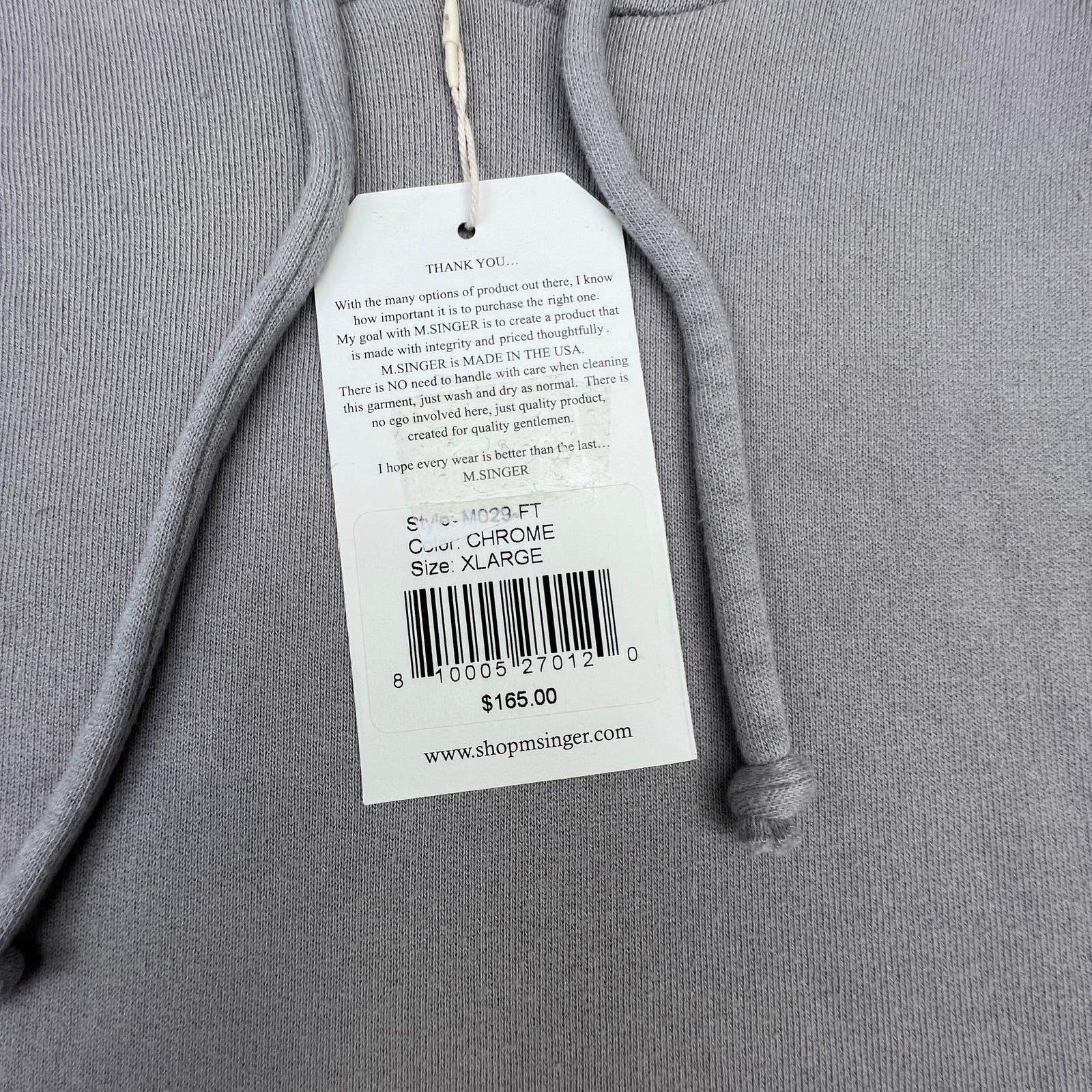 M. Singer Men Chrome Hoody US XL Pullover Sweatshirt