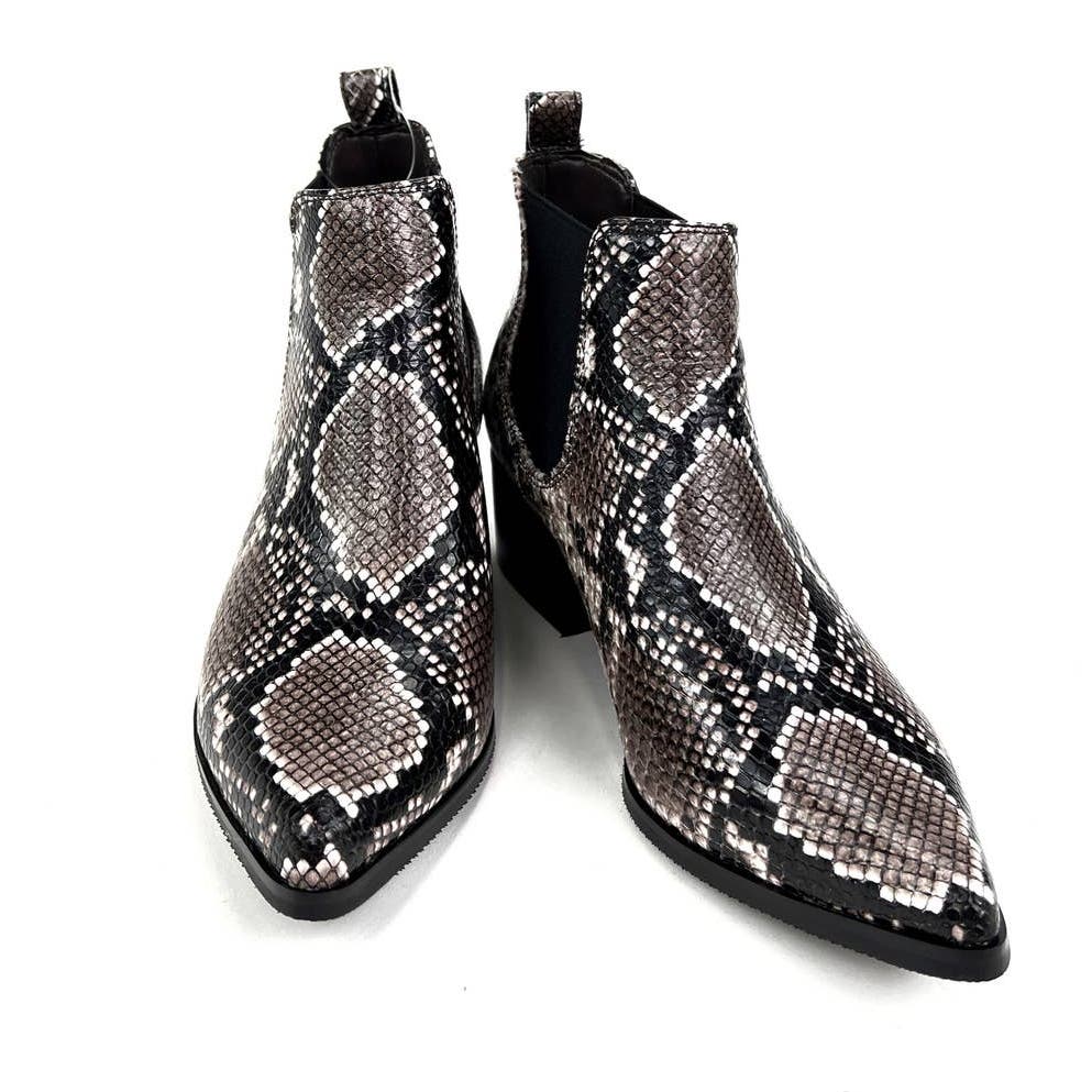 Blondo Emelia Women US 6.5 Shoes Brown Snake Leather Ankle Boots