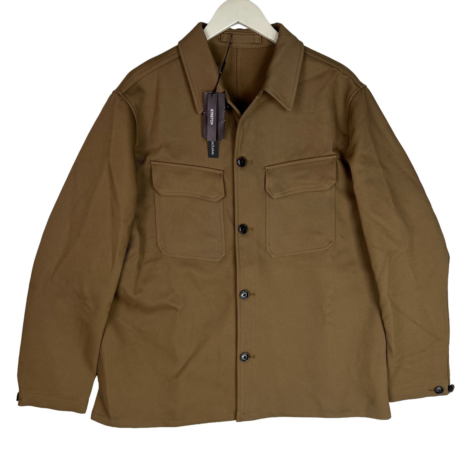 Michael Kors Men Olive Brown Coat US XL Long Sleeve Stretch
