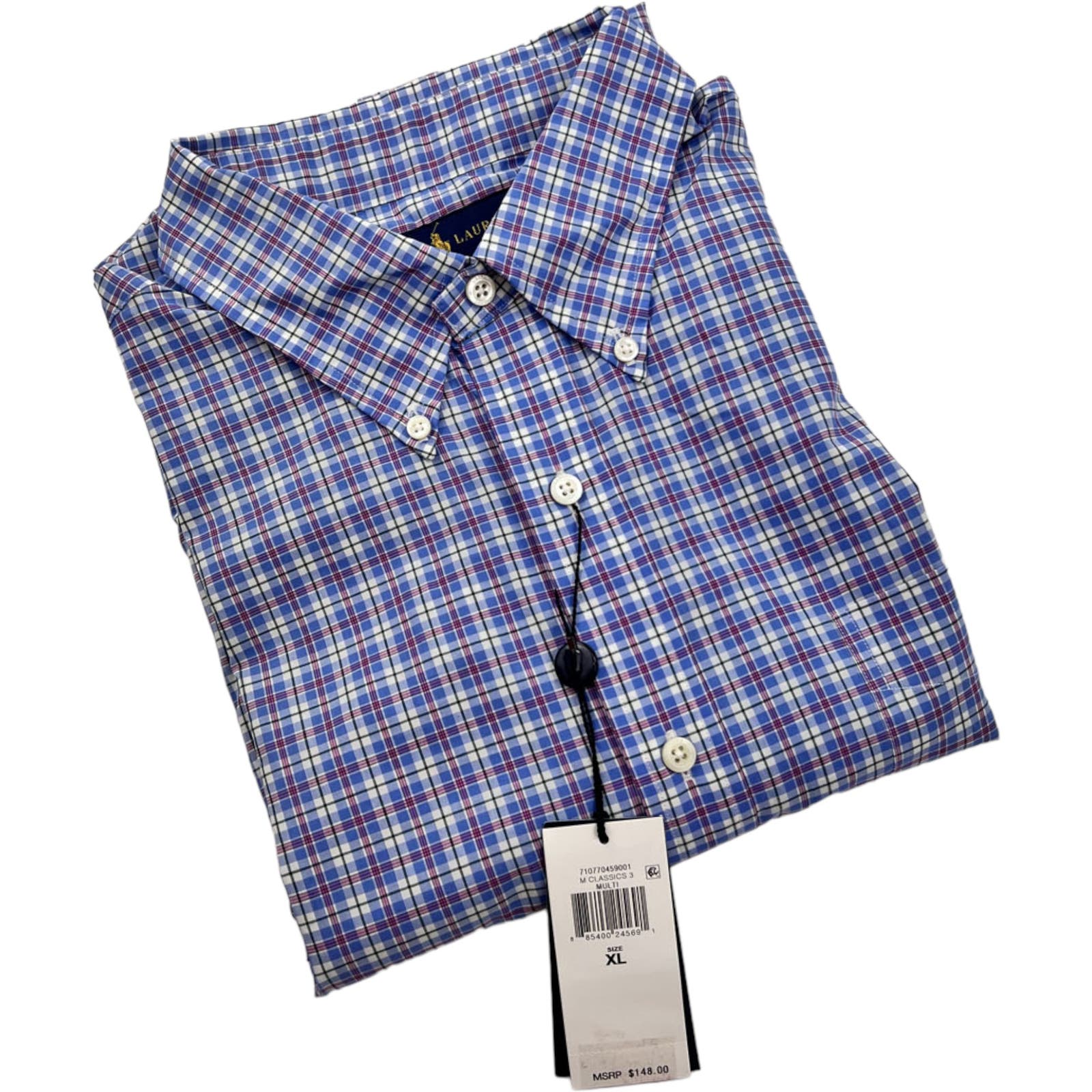 Ralph Lauren Men Blue Plaid Shirt US XL Long Sleeve Button Down