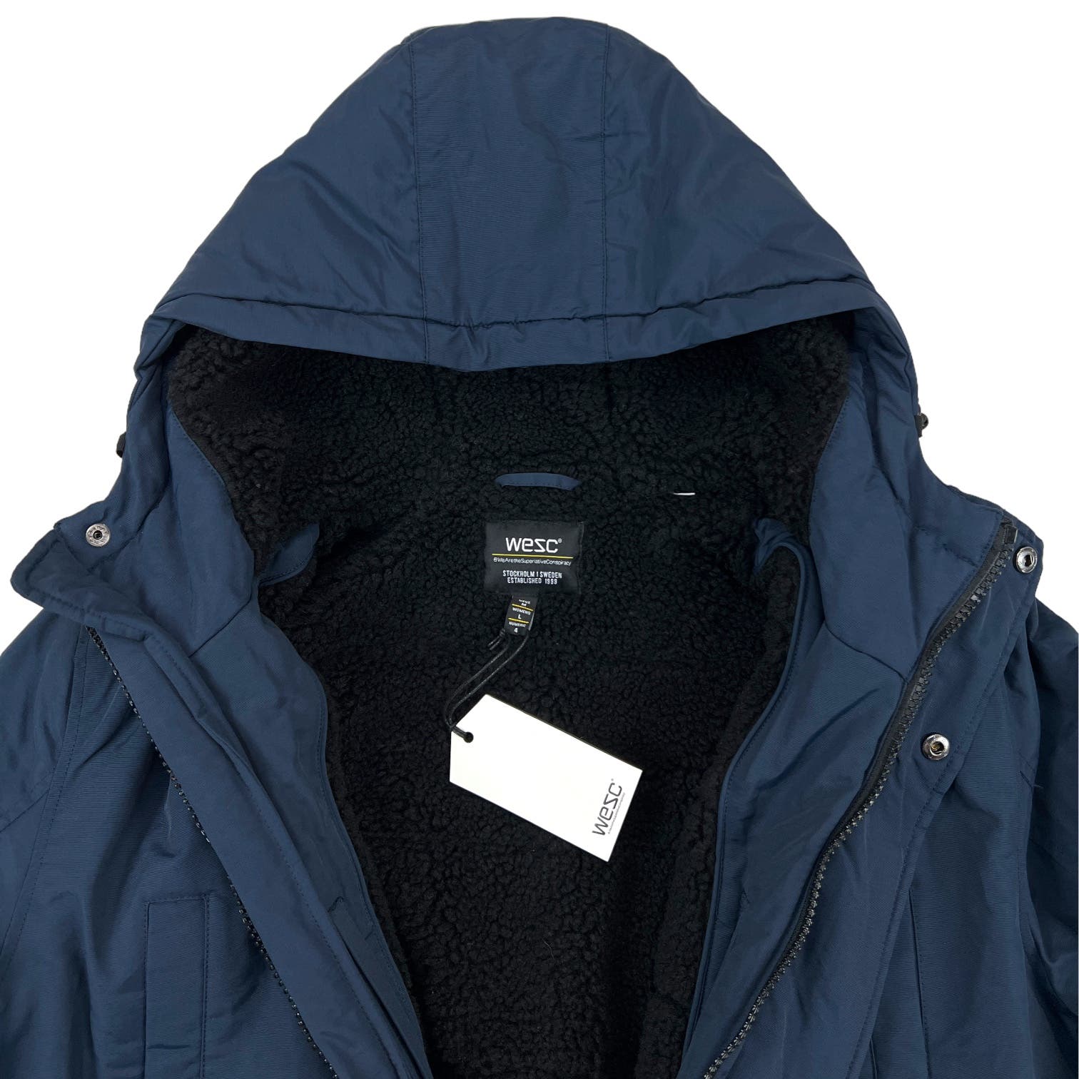 Wesc Men Blueberry Blue US M Full Zip Winter Parka Jacket