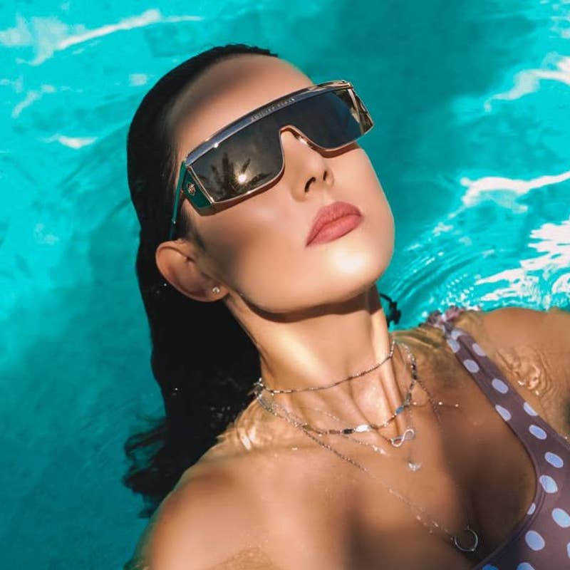 Women Gold Shield Sunglasses SPP013M-300G