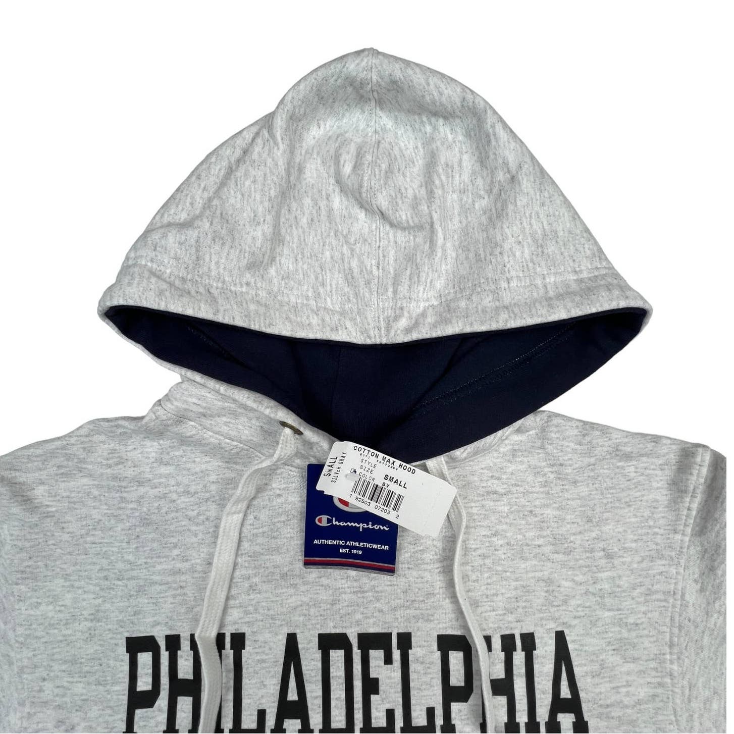 Champion Men Grey Hoody US S Printed Long Sleeve