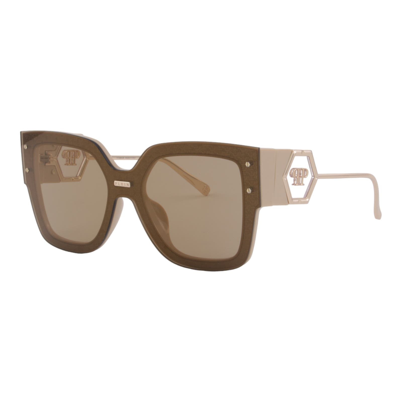 Women Designer Sunglasses SPP041M-6CTG Oversized Square Frame Brown Lens
