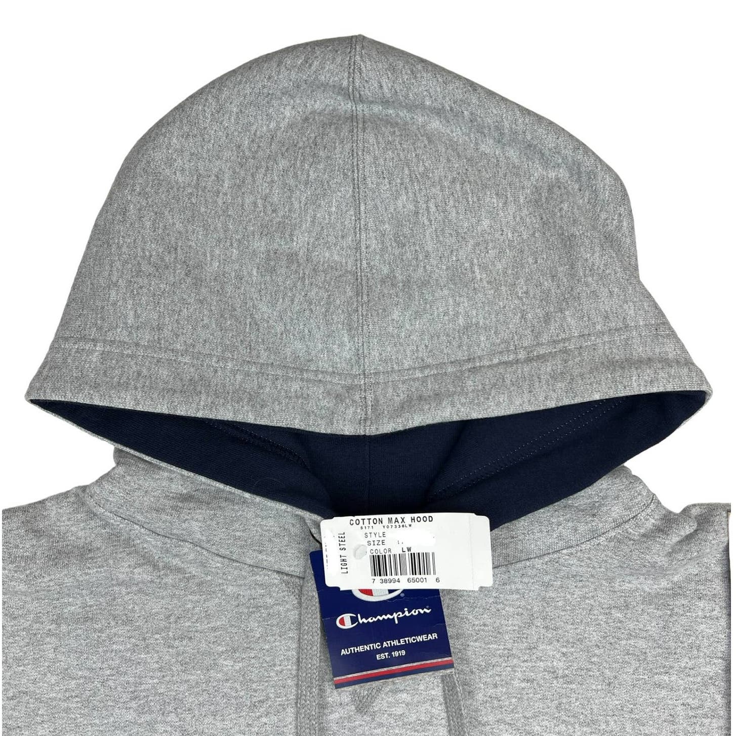 Champion Men Grey Hoodie US M Sport Casual Printed Long Sleeve