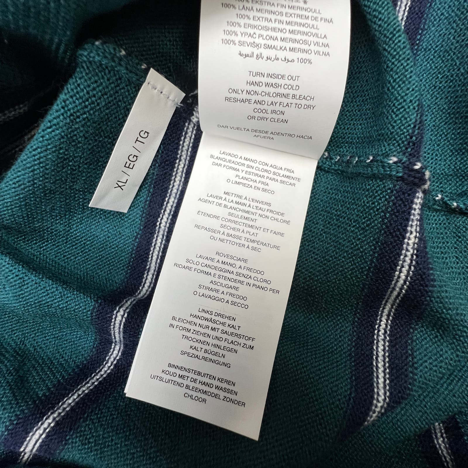 Michael Kors Men Green Sweatshirt US XL Striped Crew Neck