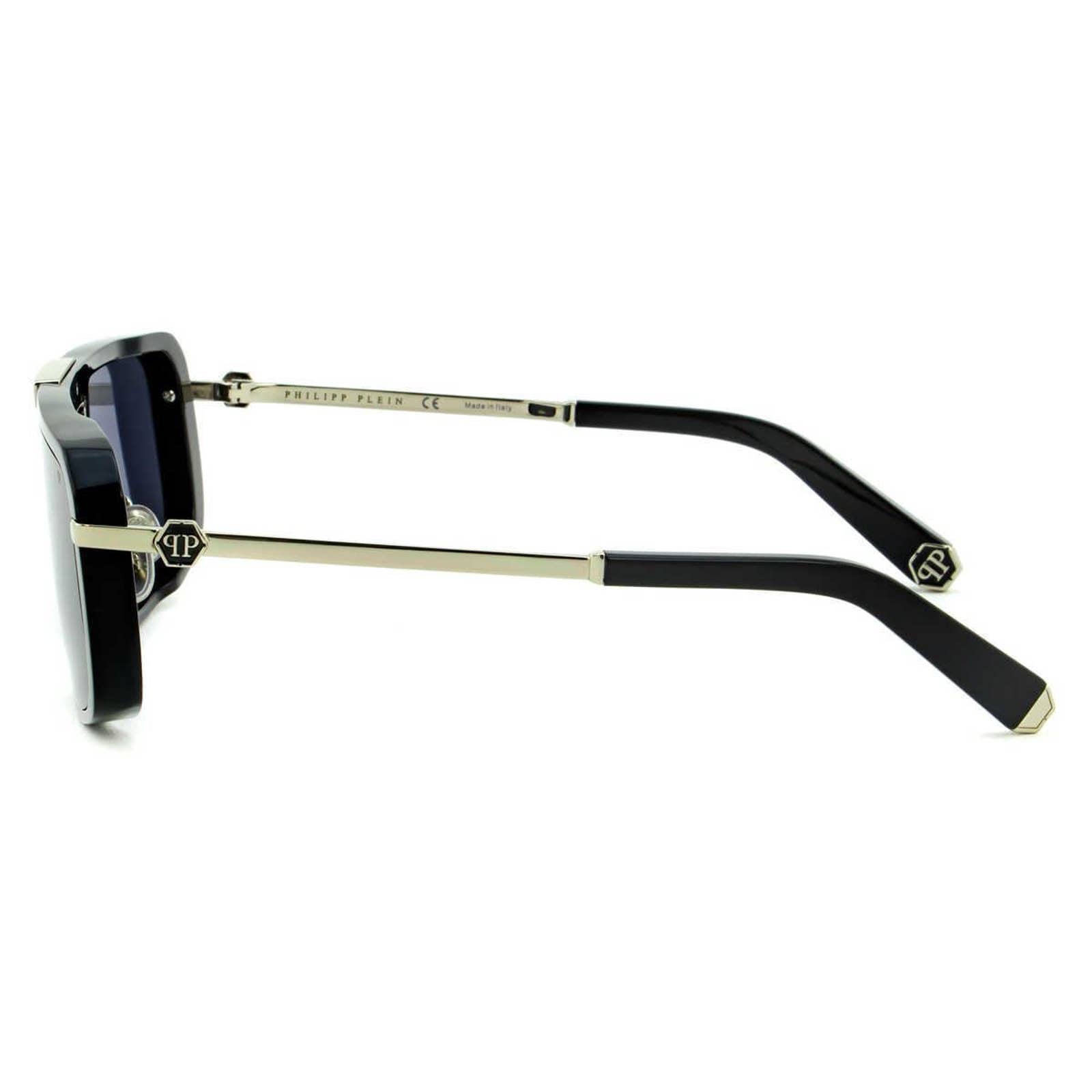 Men Square Shield Black Silver Sunglasses SPP008M-0700