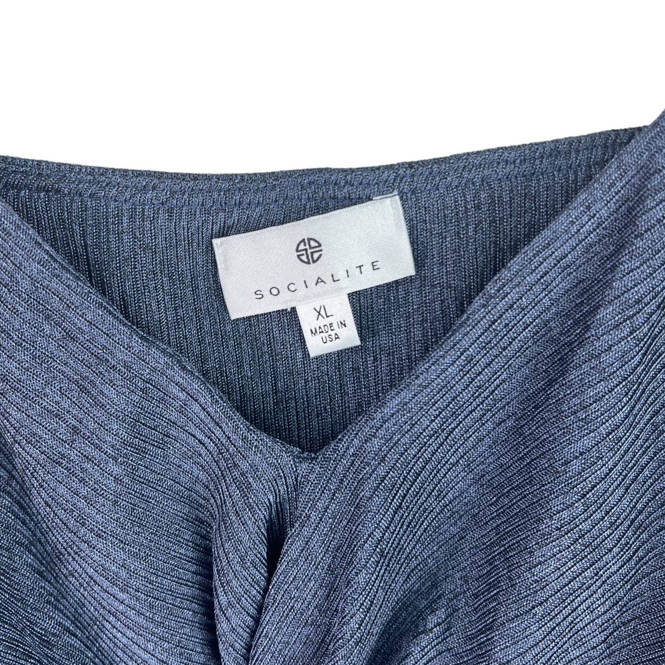 Socialite Women Navy Blue US XL Twist Front Spaghetti Strap Top