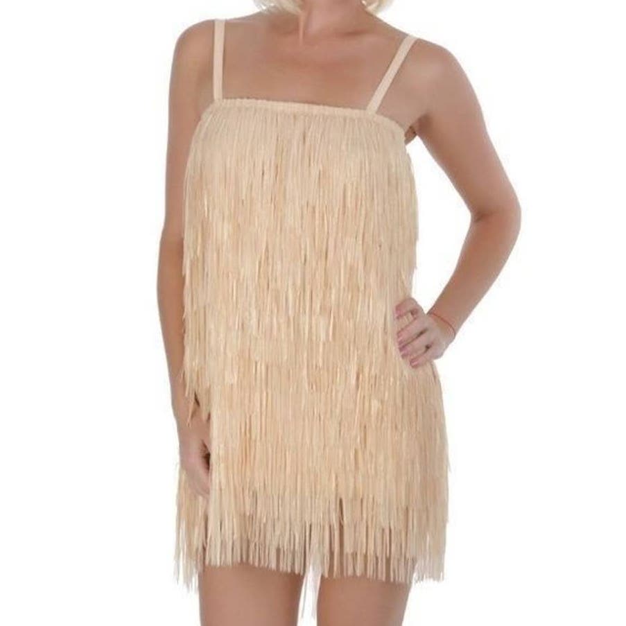 Pin-Up Stars Women Beige US S Fringe Mini Dress
