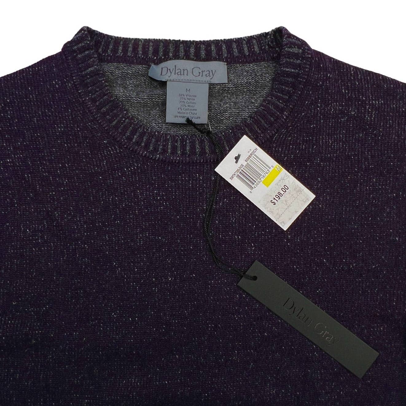 Dylan Gray Men Purple Grey Crew Neck US M Sweatshirt Cashmere