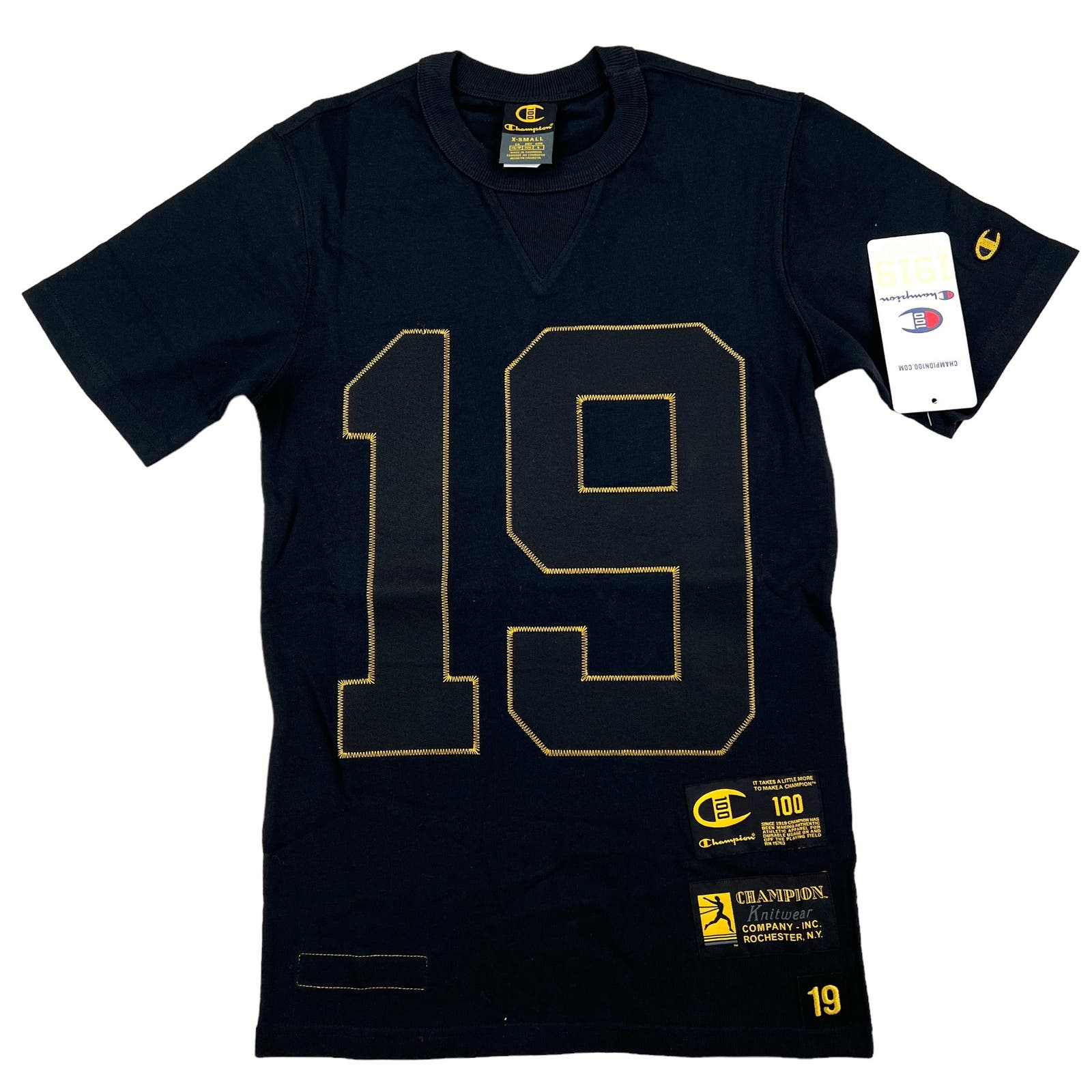 Champion Men Black T-Shirt US XS Century Collection Tee