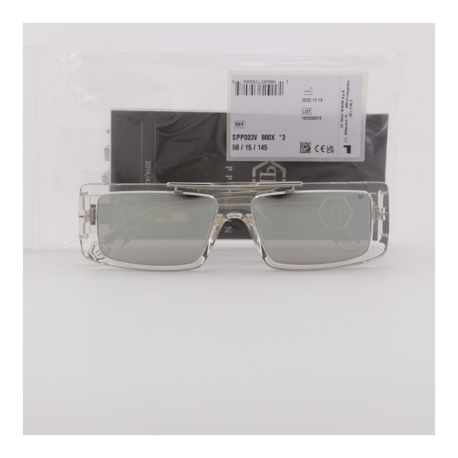 Men Slim Rectangular Sunglasses SPP003V-880X Mirrored Lens