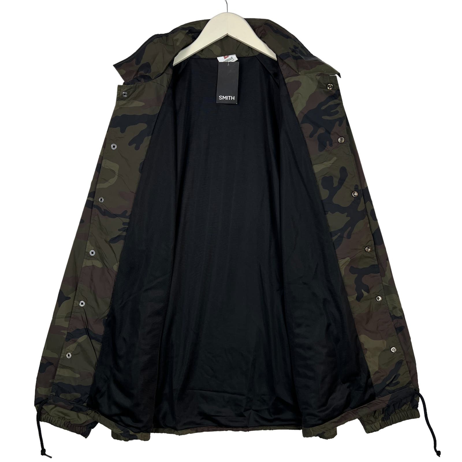 Smith Men Coaches Jacket US M Snap Front Olive Camo Windbreaker Beimar