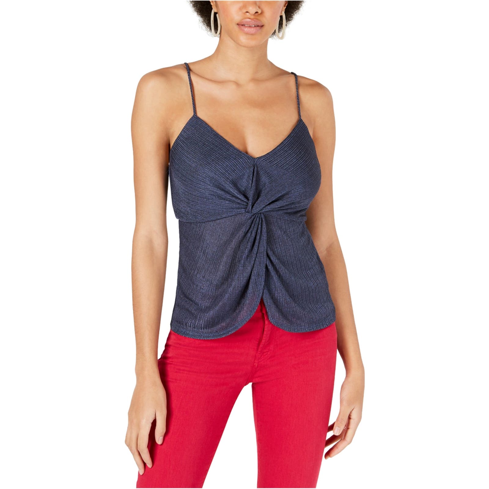Socialite Women Navy Blue US XL Twist Front Spaghetti Strap Top