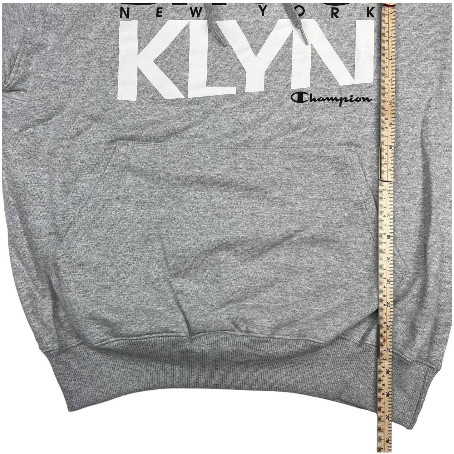 Champion Men Grey Hoodie US M Sport Casual Printed Long Sleeve