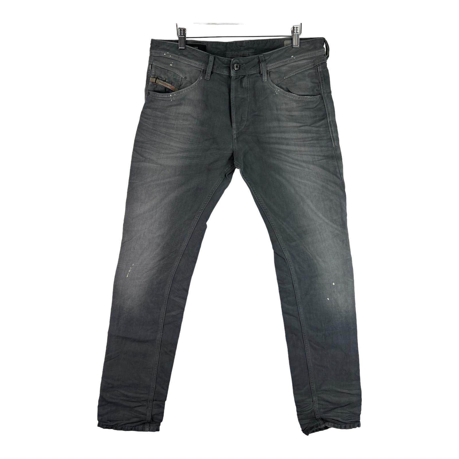 Diesel Men Grey Jeans Slim Fit US 27 Buttons Linen Cotton