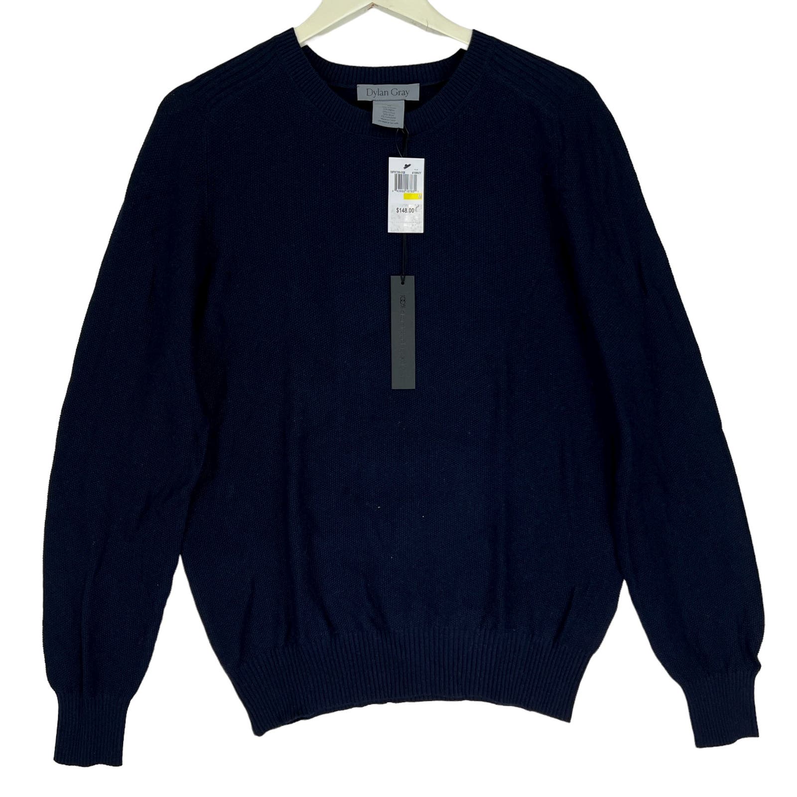 Dylan Gray Men Navy Crewneck US M Wool Sweatshirt Long Sleeves