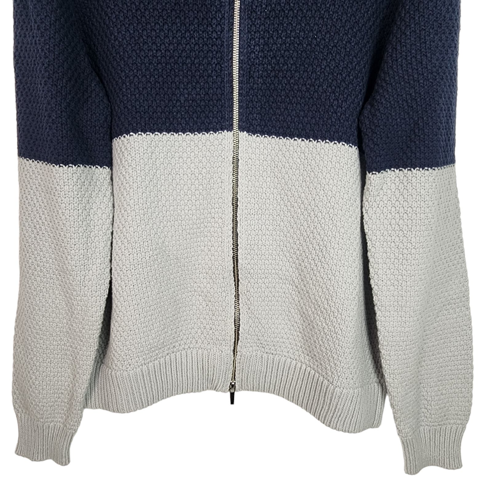 ATM Men Sweater US XXL Navy Blue Mock Neck Zip Up Cardigan Jacket