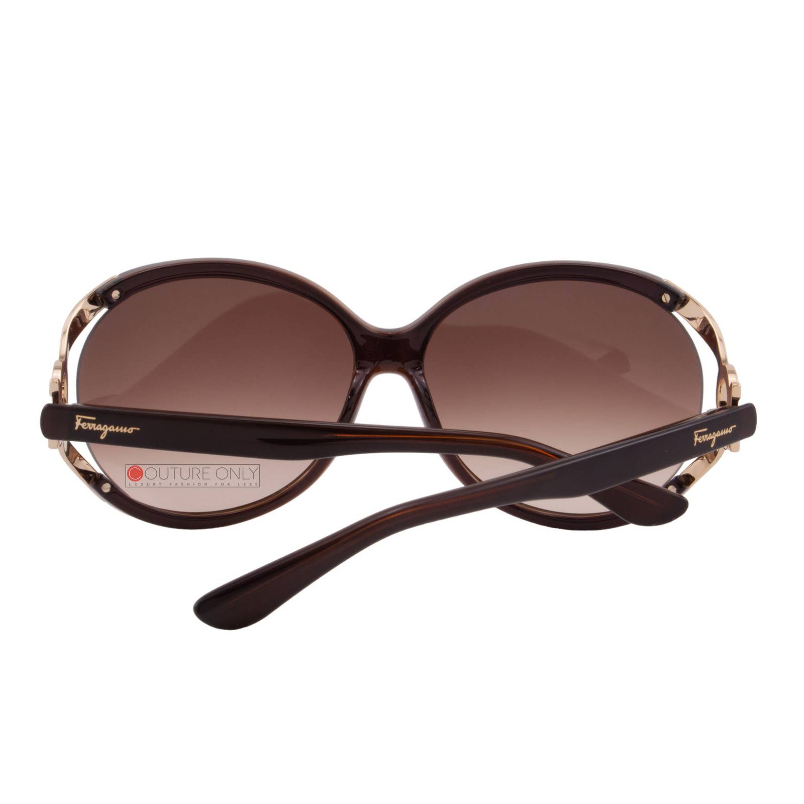 Women Round Oversized Brown Gold Sunglasses SF600S-220