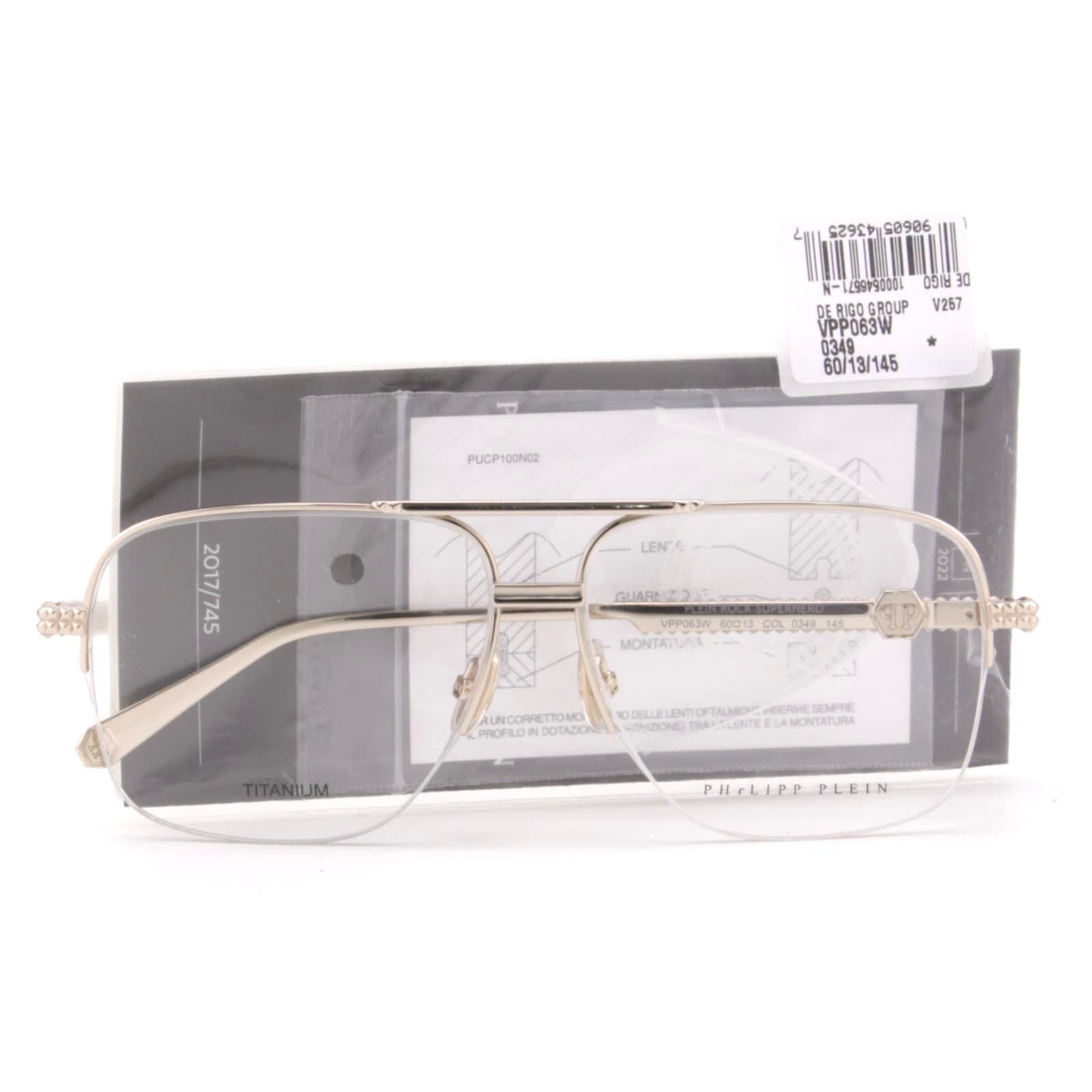 Men Square Glasses VPP063W-0349 Gold Titanium Optical Frame