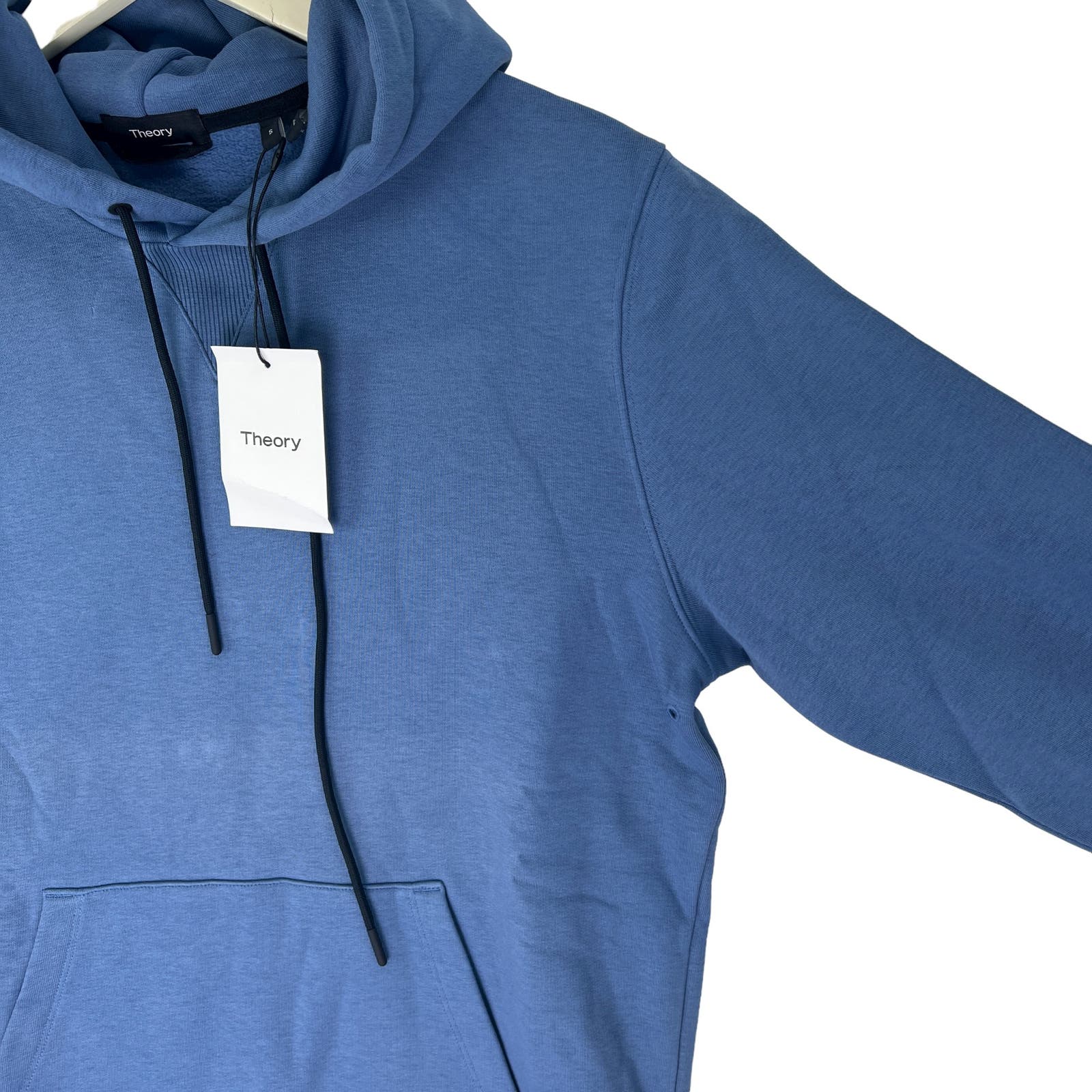 Theory Men Blue Dust Hoodie US S Pull-On Sweatshirt Long Sleeves