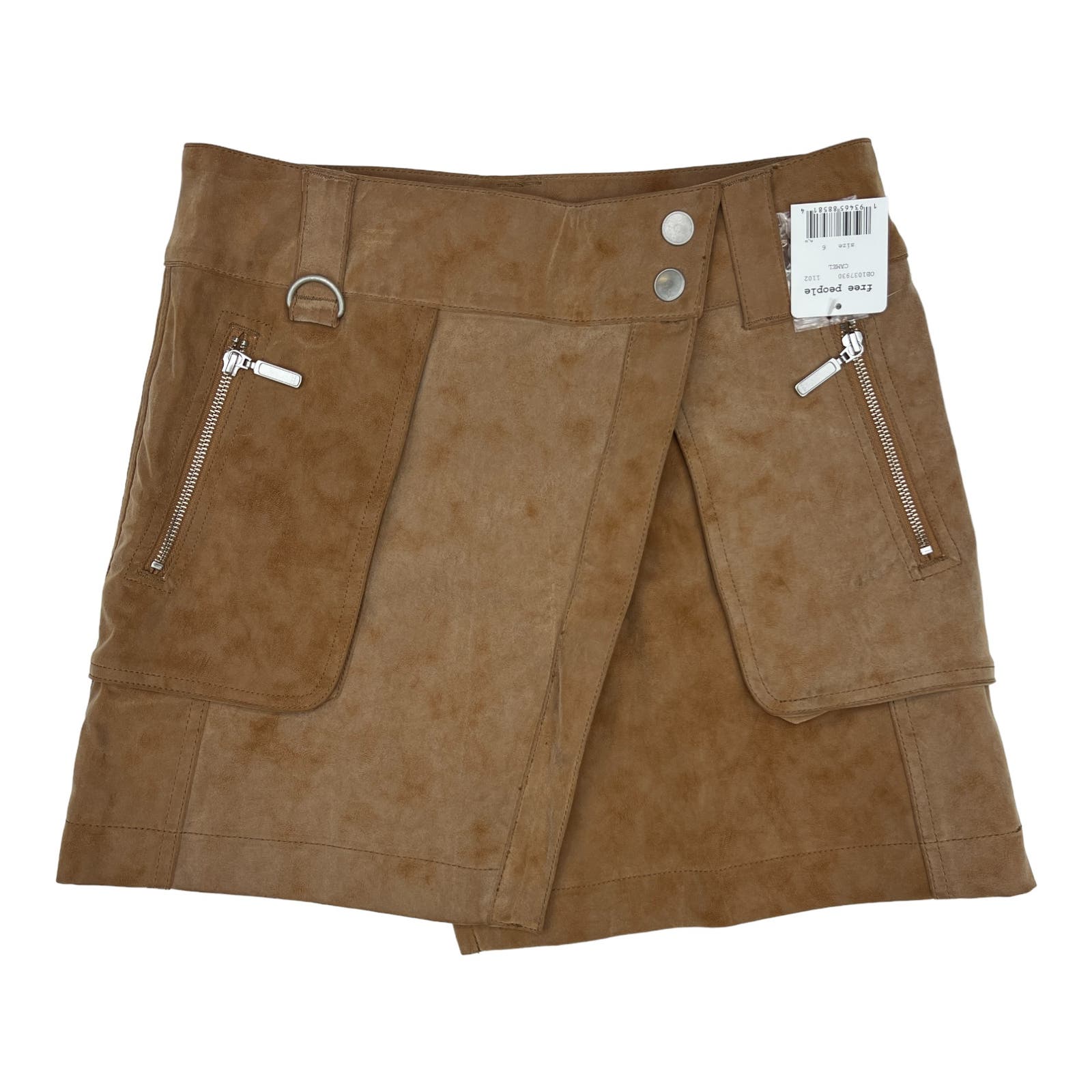 Free People Women Camel Brown Skirt US 6 Faux Wrap