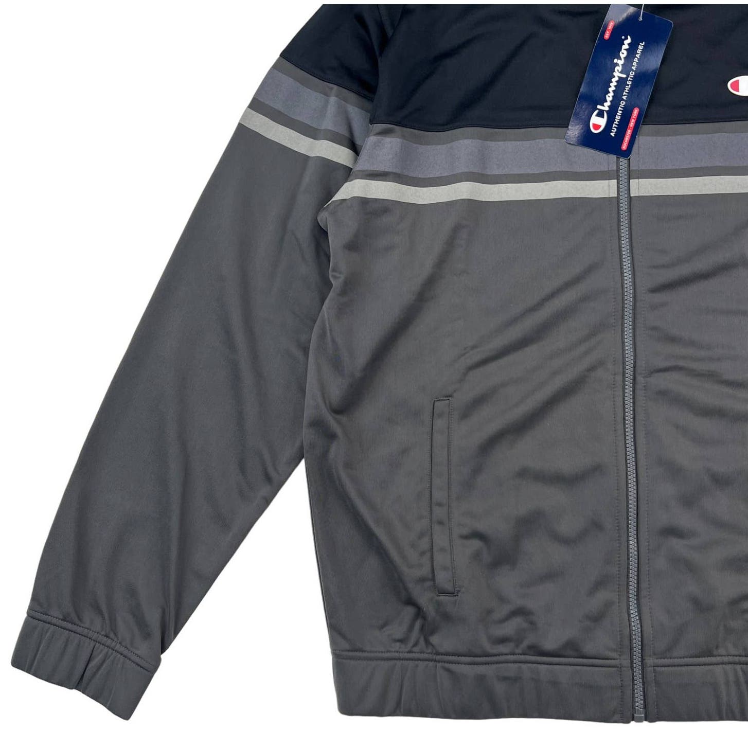 Champion Men Grey Full Zip Jacket US XL Sport Casual Long Sleeve