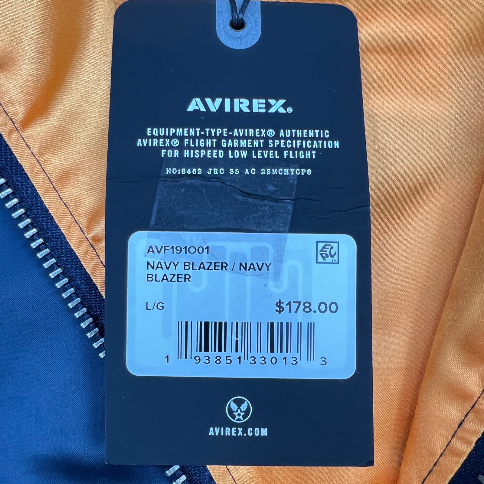 Avirex Civilian Military Tailors Men US L Jacket Full Zip Front Navy White Blazer