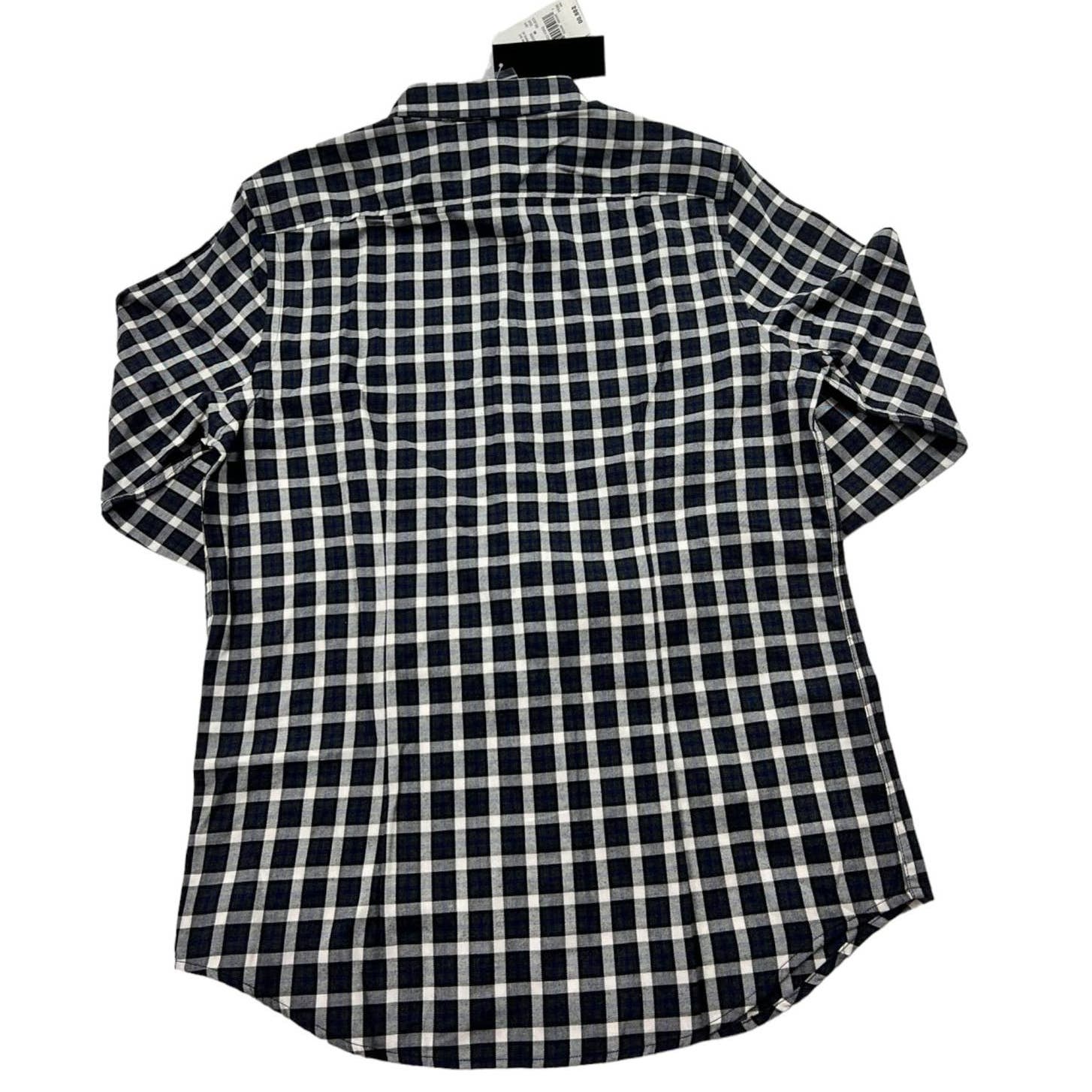 The Men's Store Men Grey Plaid Shirt US M Classic Casual Long Sleeve