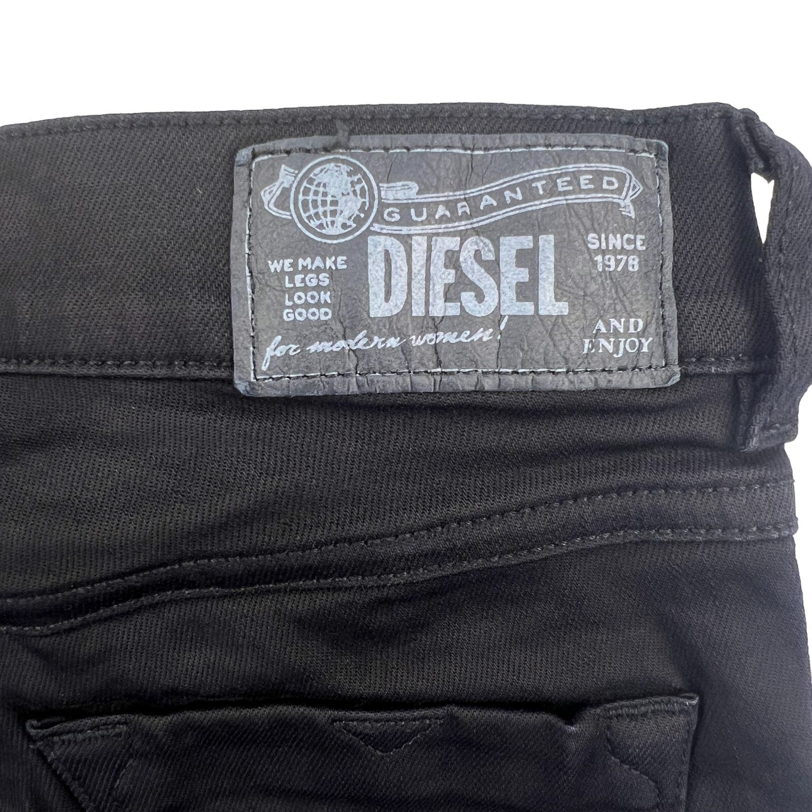 Diesel Livier Women Black Stretch Pants US 25 Super Slim Leggings
