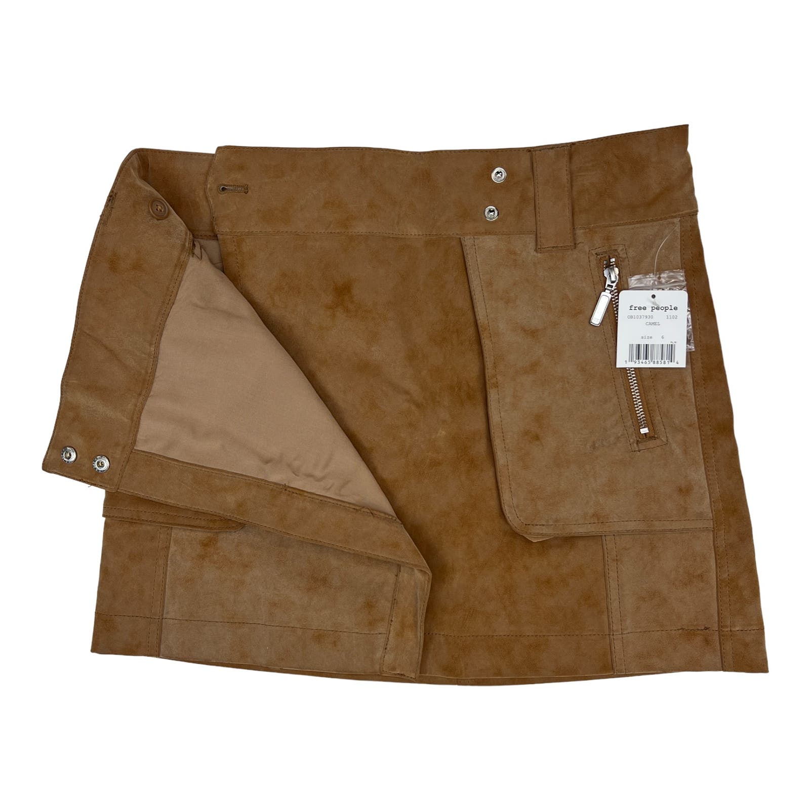 Free People Women Camel Brown Skirt US 6 Faux Wrap