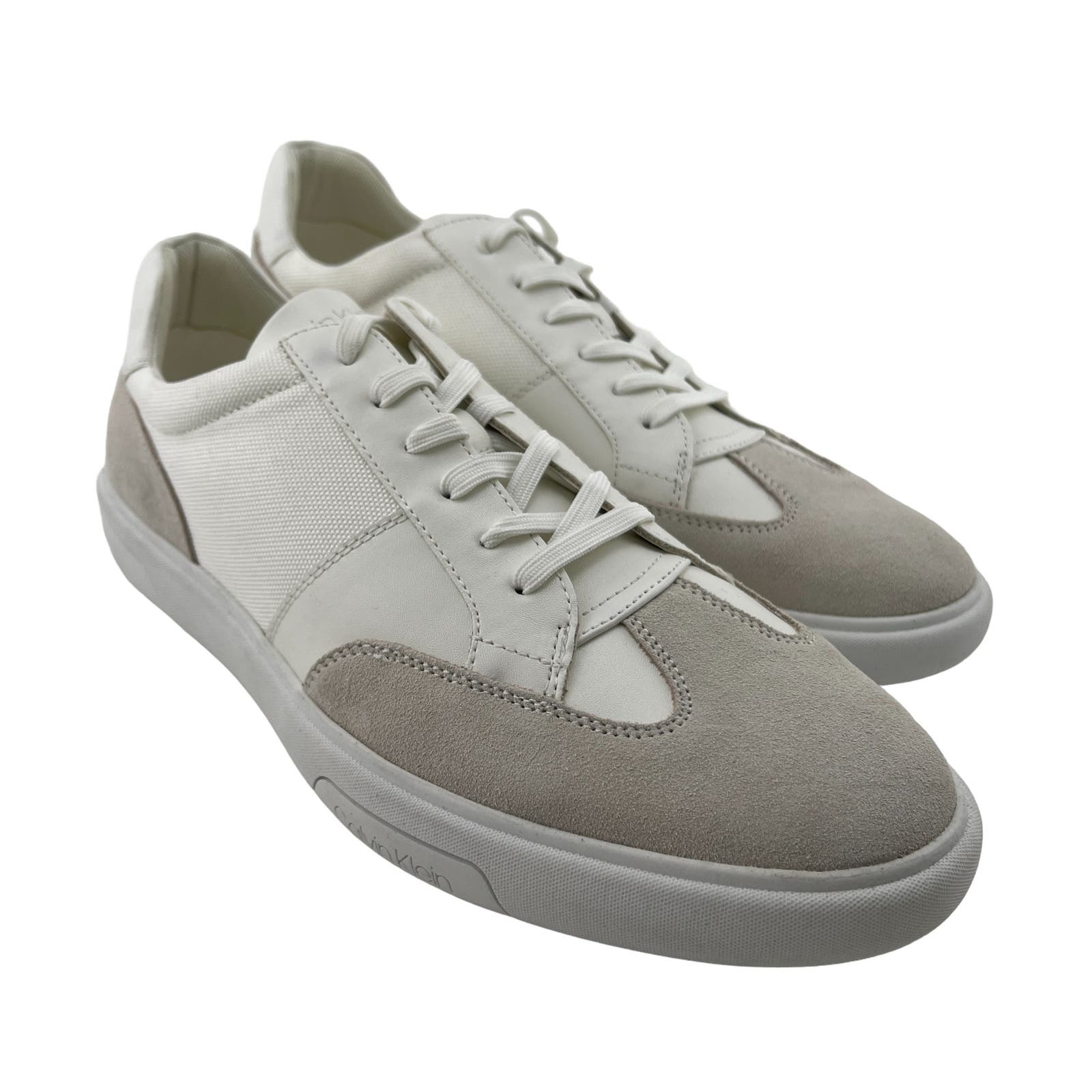 Calvin Klein Men US 10.5 White Leather / Suede Sneakers