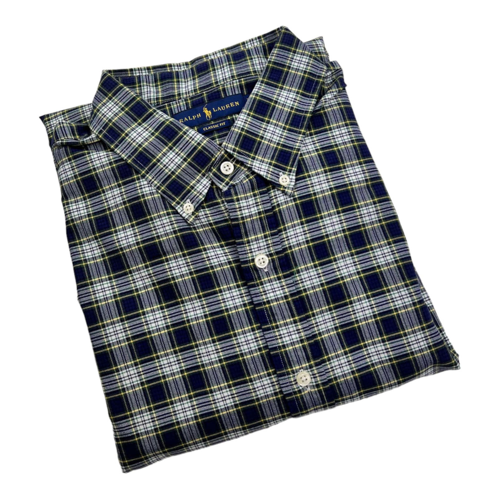 Ralph Lauren Men Blue Plaid Shirt US XL Long Sleeve Button Down