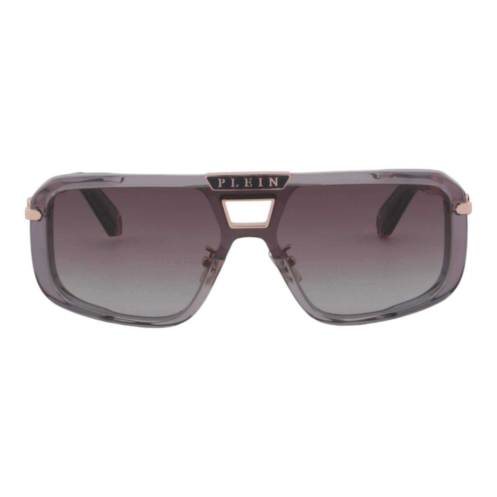 Men Square Shield Sunglasses SPP008M-0M78 Gray Transparent