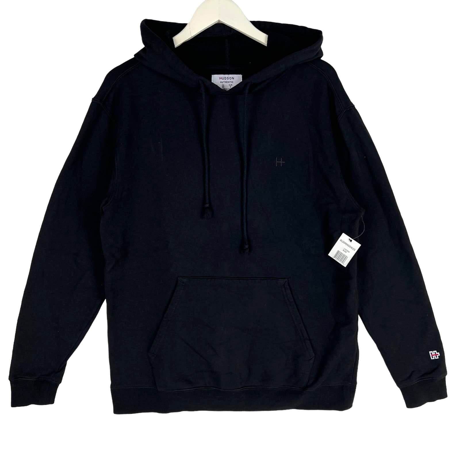 Hudson Authentic Men Black Hoodie US S Long Sleeve Pullover 100% Cotton