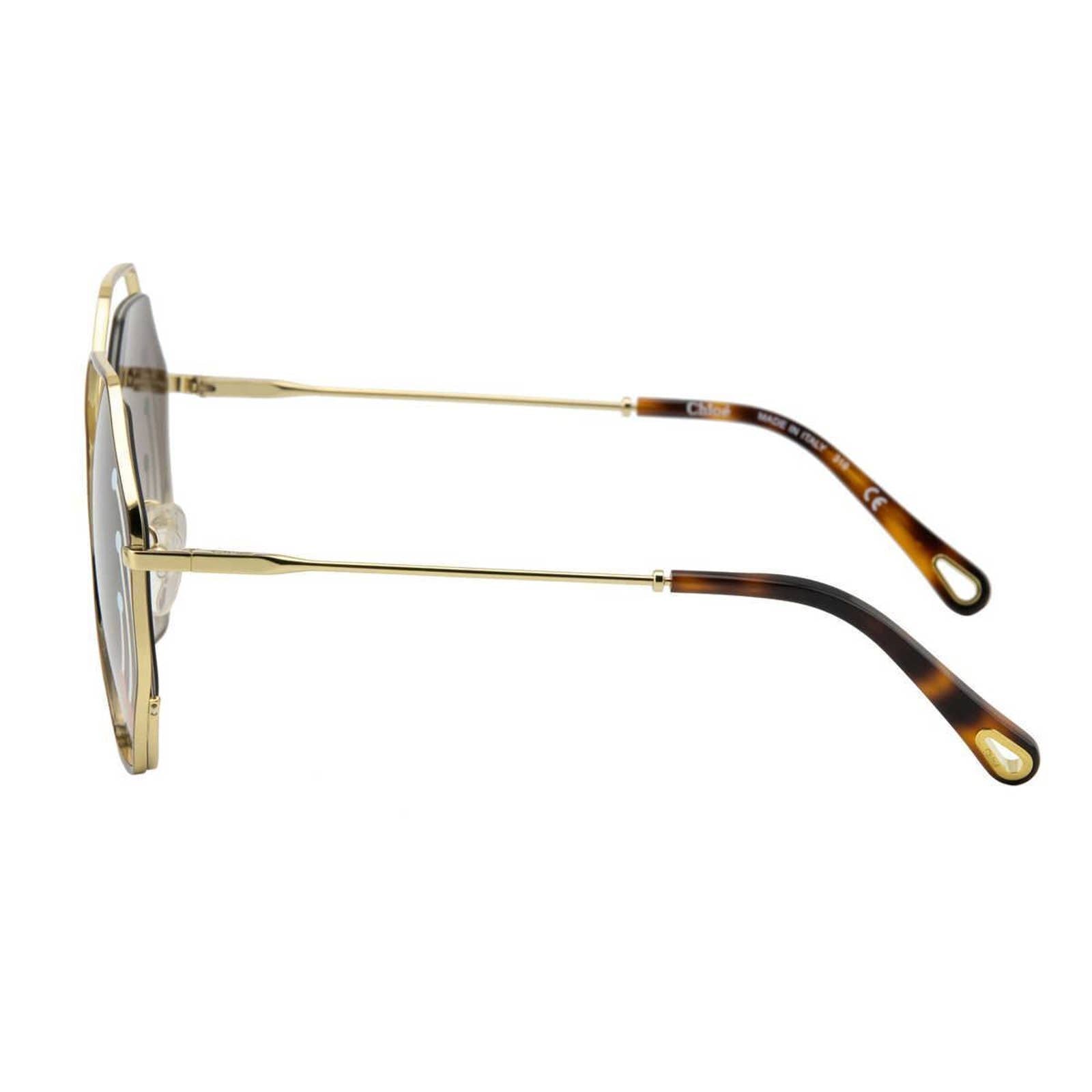 Women Octagonal Gold Brown Sunglasses CE132SRI-258