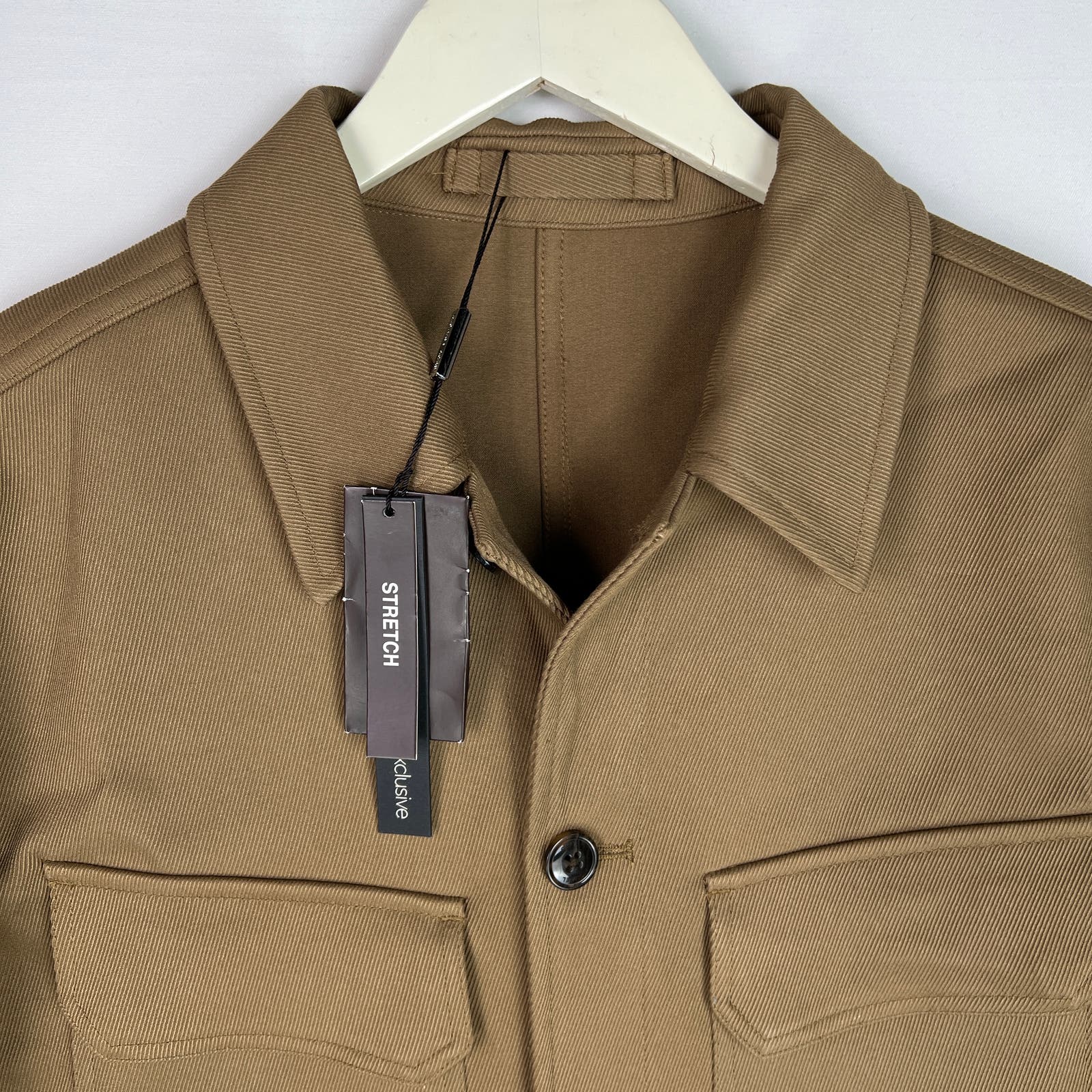 Michael Kors Men Olive Brown Coat US XL Long Sleeve Stretch