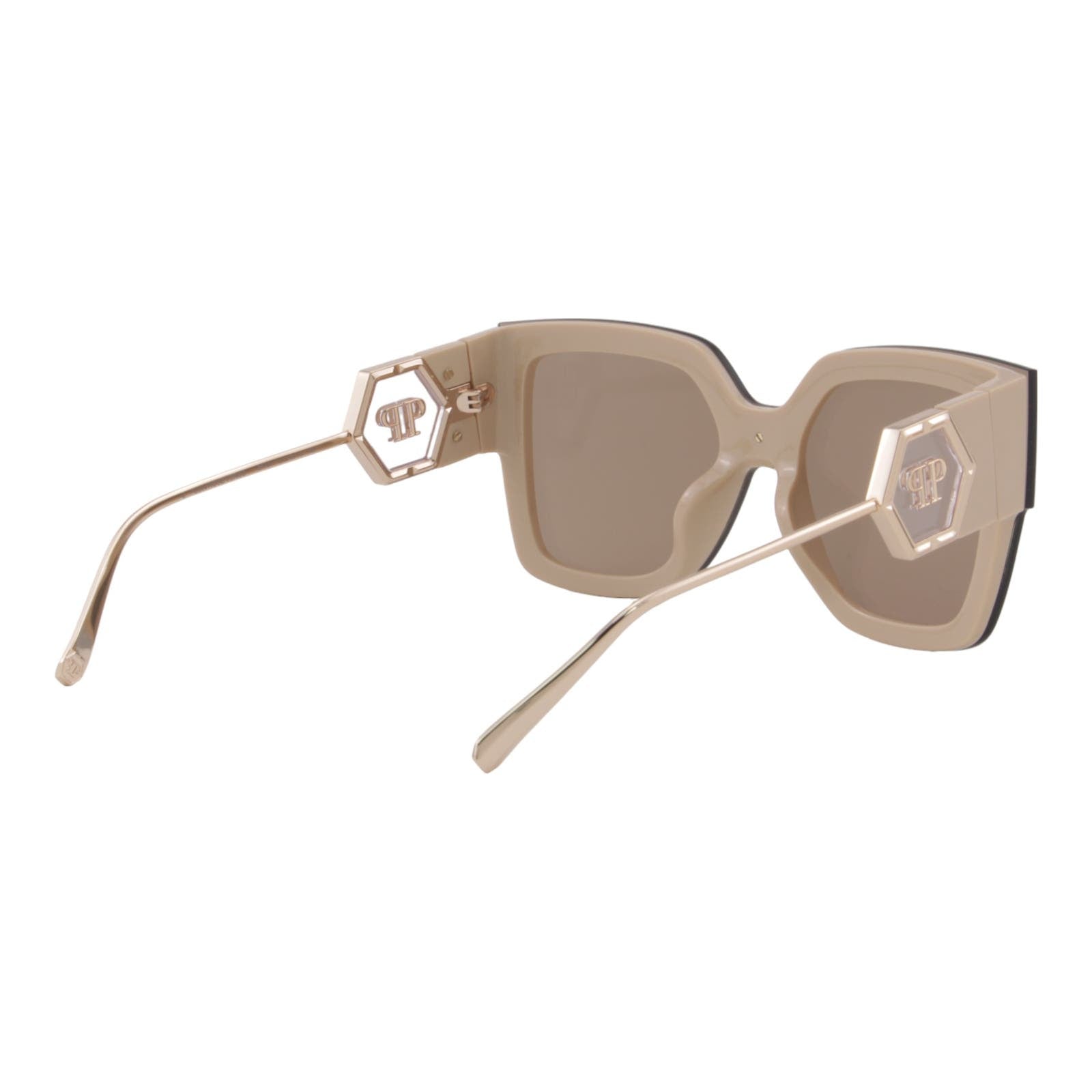 Women Designer Sunglasses SPP041M-6CTG Oversized Square Frame Brown Lens