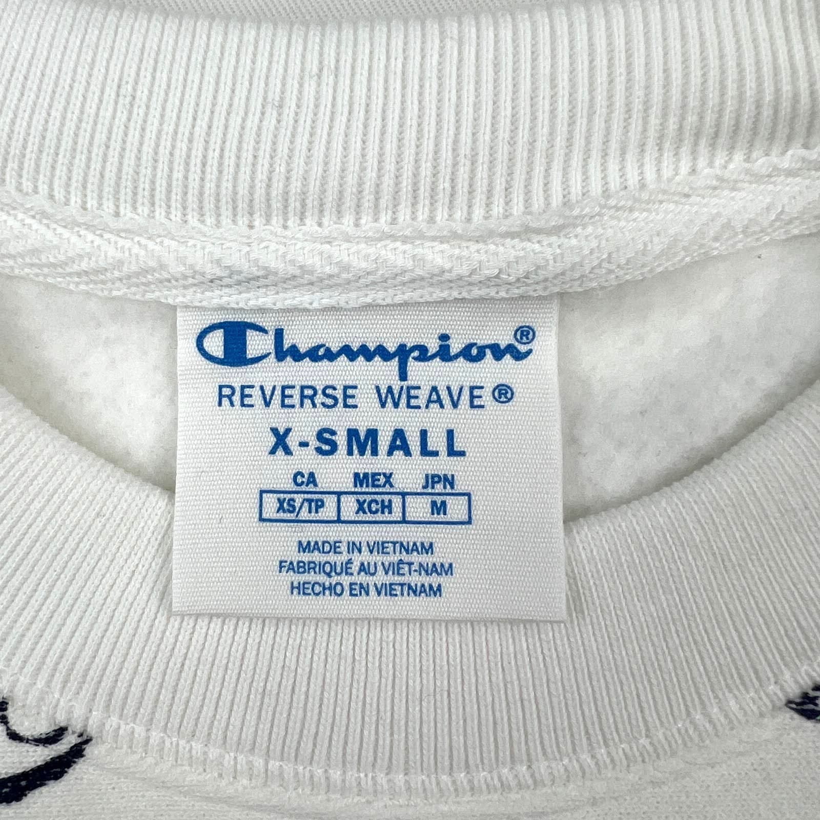 Champion Men White Sweatshirt US XS Long Sleeve Crew Neck