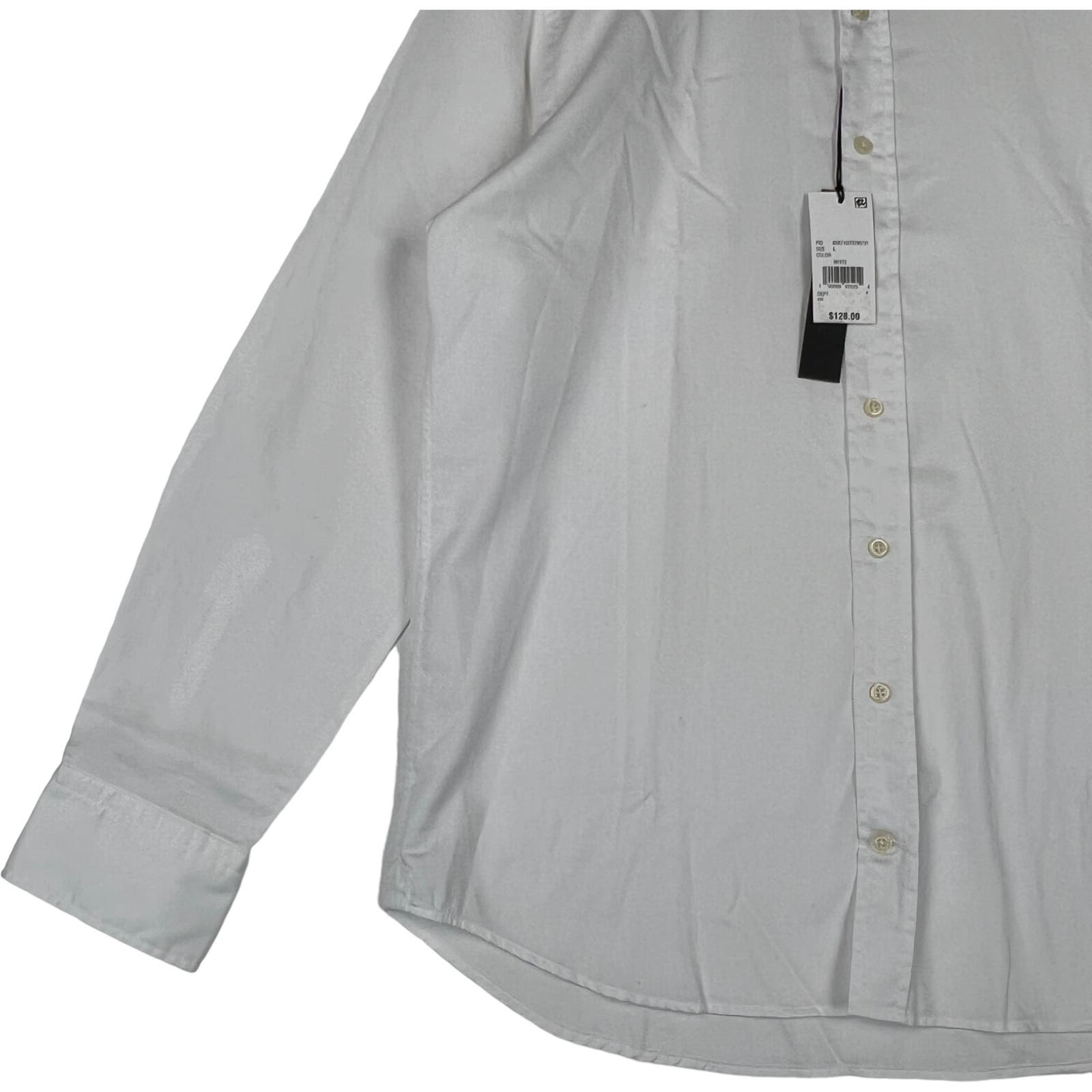 Dylan Gray Men White Cotton Dress US L Long Sleeve Button-down
