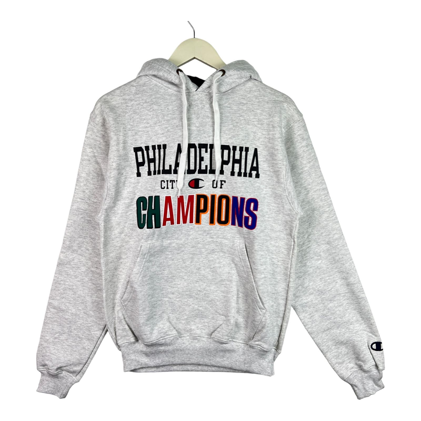 Champion Men Grey Hoodie US XXL Printed Long Sleeve Sport Casual