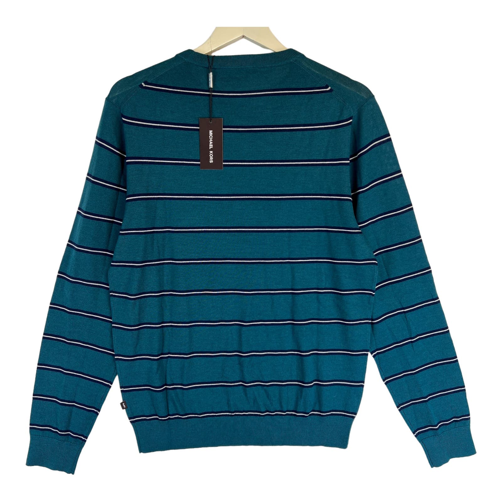 Michael Kors Men Green Sweatshirt US XL Striped Crew Neck