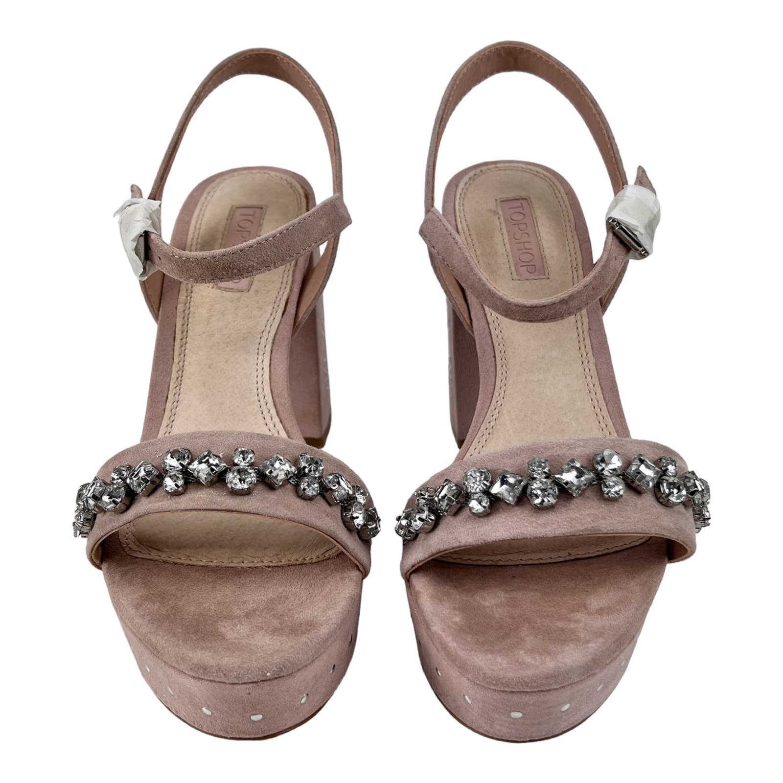 Lovely Women US 6.5 Nude Rhinestone Platform High Heels