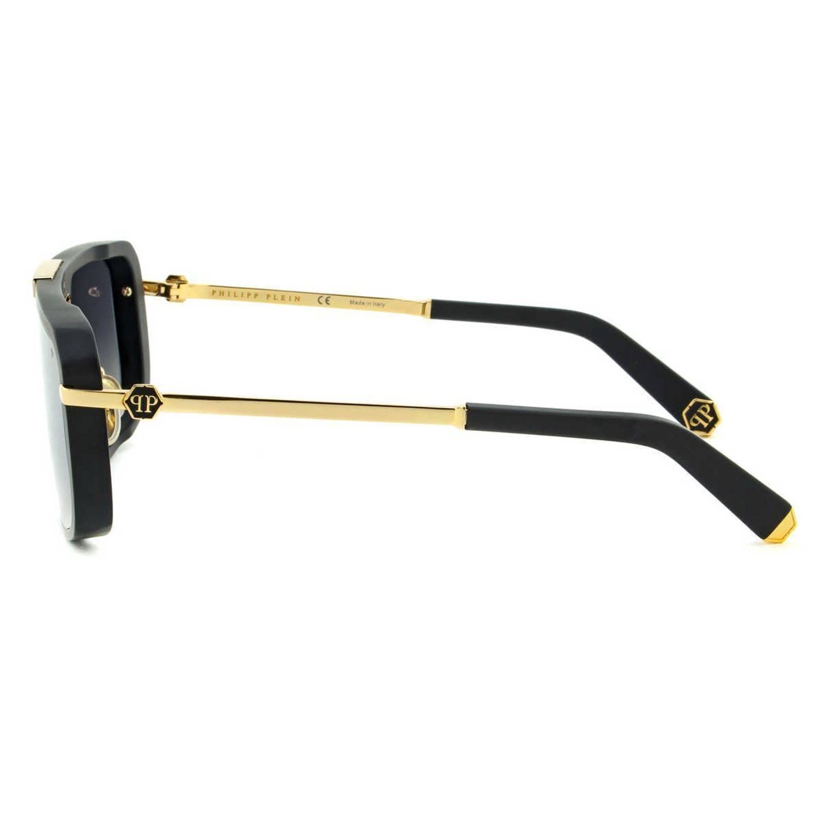 Men Square Shield Black Gold Sunglasses SPP008M-703X